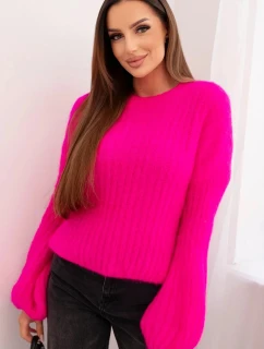 Dámsky mohérový sveter s puzdrovými rukávmi malinová