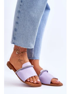 Eleganckie Klapki Na Płaskim Obcasie Fioletowe Termen