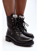 Dámské kožené workery s ozdobou model 21640614 Černé - Zazoo