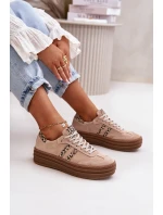 Zazoo N1068S4 Damskie Zamszowe Sneakersy Na Platformie Panterka Różowe