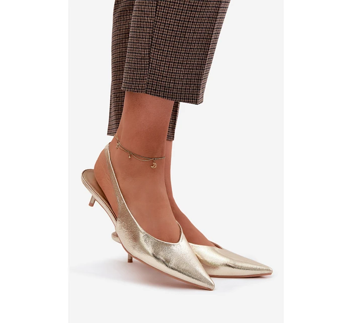 Dámské sandály z umělé kůže na podpatku Zlaté Averelle