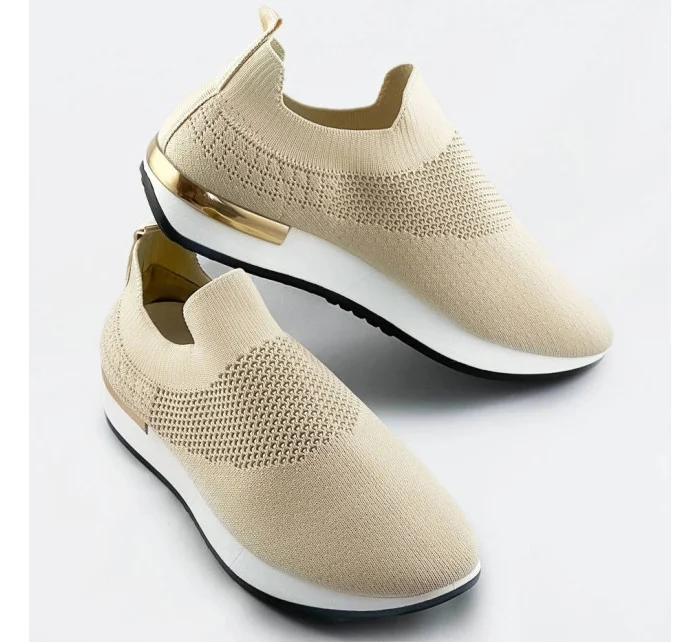 Béžové dámske nazúvacie športové topánky (XA157)