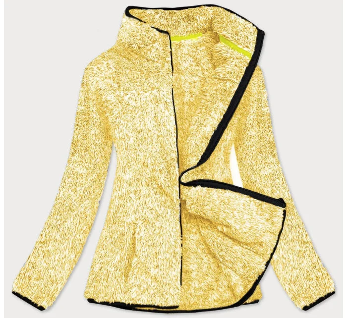 Žltá melanžová plyšová dámska mikina (HH009-26)
