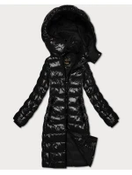 Čierna lesklá prešívaná bunda Libland (LD-7778)