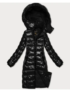 Čierna lesklá prešívaná bunda Libland (LD-7778)