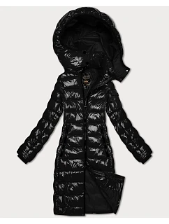 Lesklá prešívaná bunda do pása Libland Black (LD-7778)