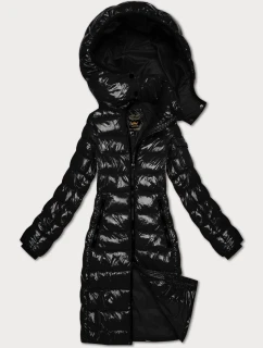 Čierna lesklá prešívaná bunda Libland (LD-7778)