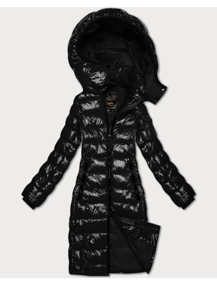 Čierna lesklá prešívaná bunda Libland (LD-7778)