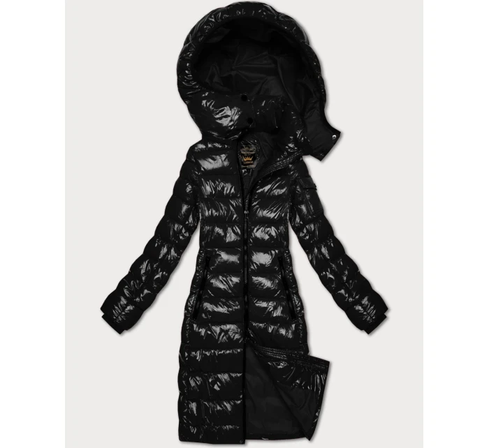 Čierna lesklá prešívaná bunda Libland (LD-7778)