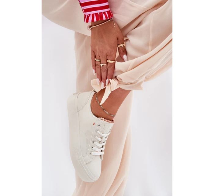 Dámské Tenisky Z Eko Kůže Big Star model 21690713 Světle Béžové - Big Star Shoes Dámské Tenisky Z Eko Kůže Big Star model 21690713 Světle Béžové - Big Star Shoes