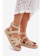 Sandały Damskie Z Rzepami Beżowe Uvissa Sandały Damskie Z Rzepami Beżowe Uvissa