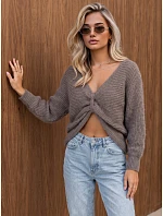 Dámsky oversize sveter so zberaným predným dielom Fango FashionStreet MY2645 Dámsky oversize sveter so zberaným predným dielom Fango FashionStreet MY2645