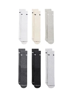 Ponožky Nike Everyday Elevated, 6 párov, sivé, krémové, HQ8021 904, veľkosti 43–46