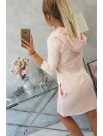 Šaty s kapucňou a vreckami púdrovo ružové
