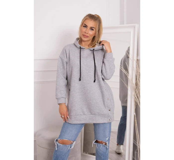 Zateplená mikina so zapínaním na cvoky sivá