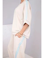 Dámska maslová viskózna mikina a nohavice s tienidlami béžová