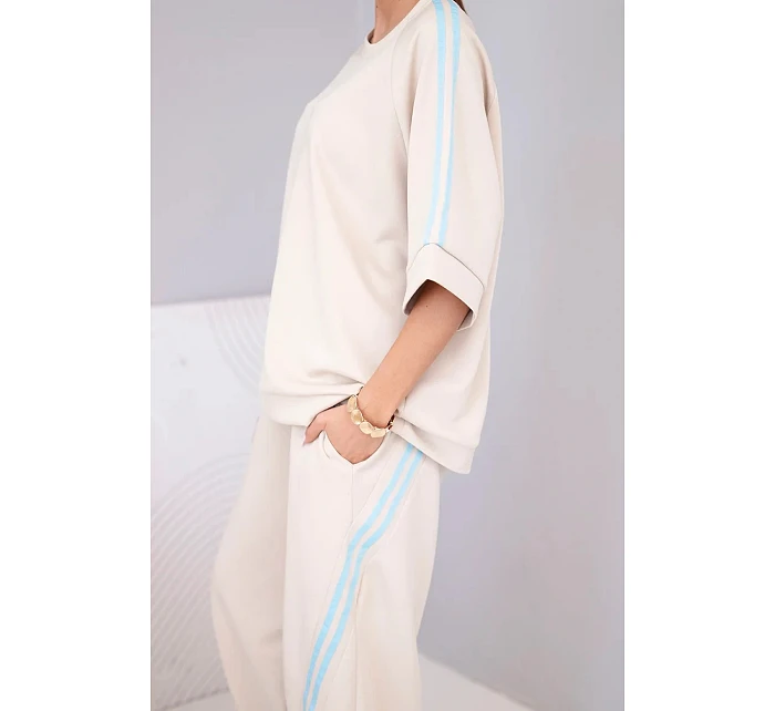 Dámska maslová viskózna mikina a nohavice s tienidlami béžová