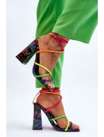 Modne Sandały Na Obcasie Multikolor Josette Modne Sandały Na Obcasie Multikolor Josette