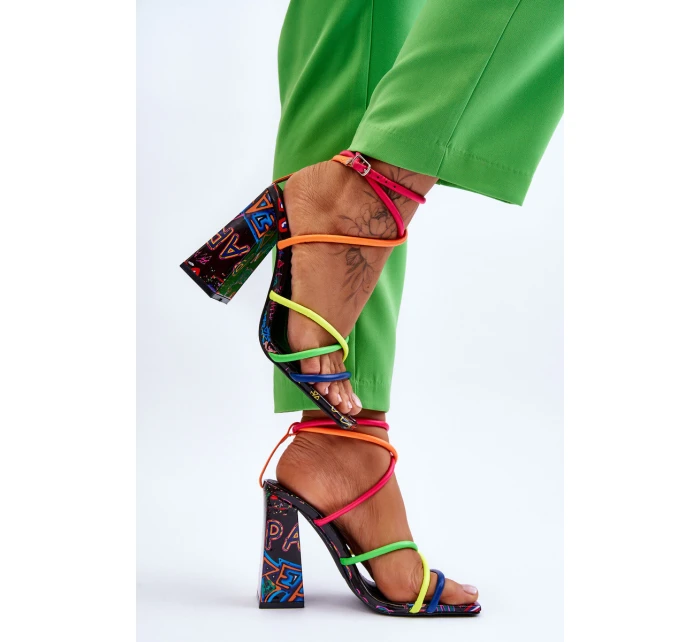 Modne Sandały Na Obcasie Multikolor Josette Modne Sandały Na Obcasie Multikolor Josette