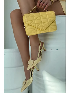 Dámské sandály na podpatku s ozdobným Žluté model 22028004 - Boto