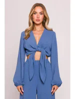 M861 Crop top so zaväzovaním vpredu - džínsy