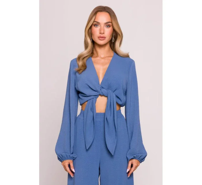 M861 Crop top so zaväzovaním vpredu - džínsy