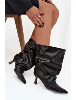 Dámske členkové čižmy na ihlovom podpätku Inarisse - čierne Dámske členkové čižmy na ihlovom podpätku Inarisse - čierne