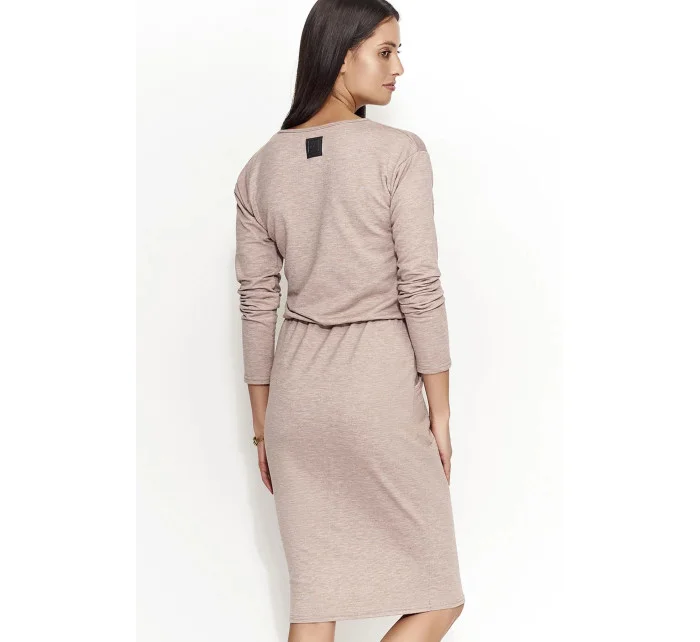 Dámské šaty s volným střihem středně dlouhé model 15042454 Hnědá - Numinou
