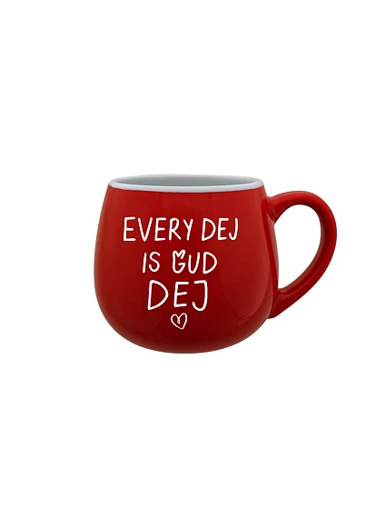 EVERY DEJ IS GUD DEJ - červený keramický hrnček 300 ml