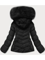 Čierna krátka dámska zimná bunda (TY043-1)