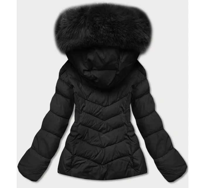 Čierna krátka dámska zimná bunda (TY043-1)