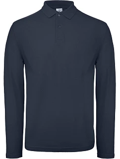 B&C ID.001 LSL Pánske polo s dlhým rukávom z piké 01.0I12 tmavomodré