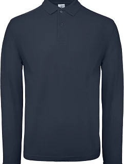 B&C ID.001 LSL Pánske polo s dlhým rukávom z piké 01.0I12 tmavomodré