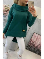 Mikina s kapucňou s dlhým chrbtom zelená