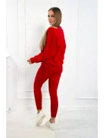 3-dielny set mikina + top + legíny červená