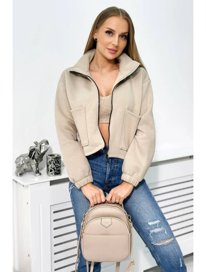 Izolovaná bavlnená mikina so zipsom svetlo béžová Izolovaná bavlnená mikina so zipsom svetlo béžová