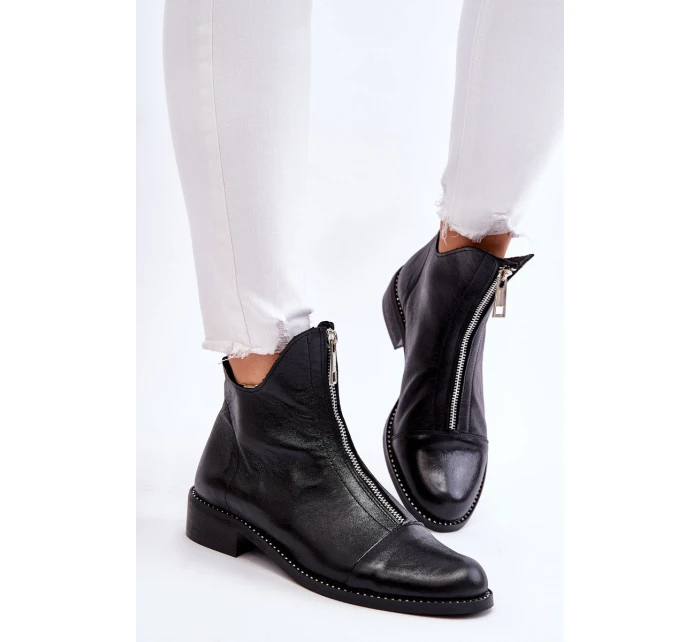 Kožené kozačky na zip Nicole model 21612117 Černá - Zazoo