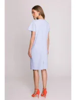 S392 Šaty voľného strihu s výstrihom do V - svetlomodré S392 Šaty voľného strihu s výstrihom do V - svetlomodré