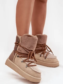 Dámske snehové topánky s kožušinou DFSH370012 Beige - DFranklin