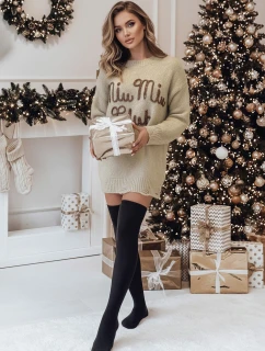 Dámsky sveter MIU MIU v jednej veľkosti s očkami béžový FashionStreet MY2346