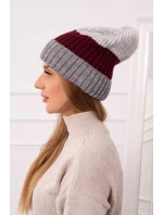 Fleecová čiapka Bojana K265 tmavo šedá+ bordó+svetlo šedá