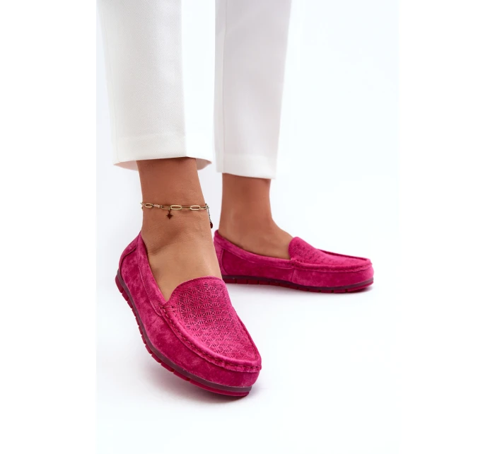 Zamszowe Mokasyny Damskie Fuksja S.Barski LR755