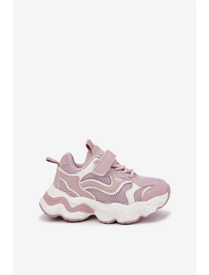 Sneakersy Dziecięce Na Grubej Podeszwie Różowe Lianees