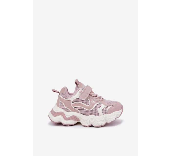 Sneakersy Dziecięce Na Grubej Podeszwie Różowe Lianees