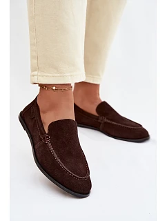 Dámské mokasiny z pravé semišové kůže Big Star model 22069369 Čokoládové - Big Star Shoes