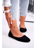 Baleriny Damskie Zamszowe Czarne Lasota