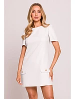 M855 Mini šaty áčkového strihu - krémové