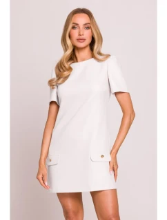 model 21061547 Mini šaty áčkového střihu krémové - Moe