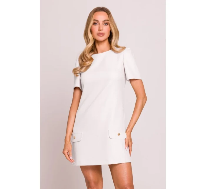 model 21061547 Mini šaty áčkového střihu krémové - Moe model 21061547 Mini šaty áčkového střihu krémové - Moe