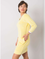 RUE PARIS Žlté velúrové šaty